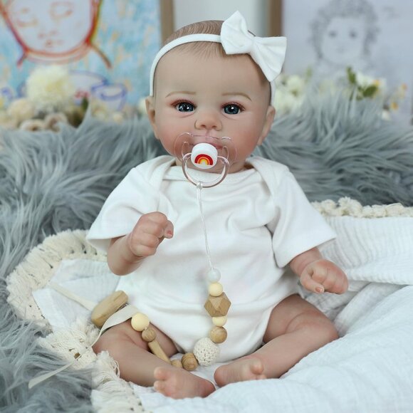 🆕18 Inch Realistic Cloth Body With Vinyl Limbs Baby Doll with Accessories - Picture 14 of 16